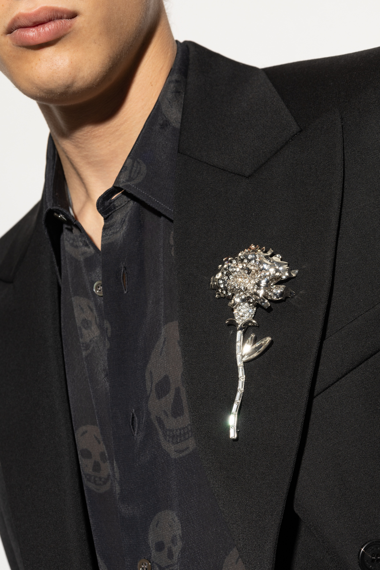 Silver Pin with shimmering appliqués Alexander McQueen
